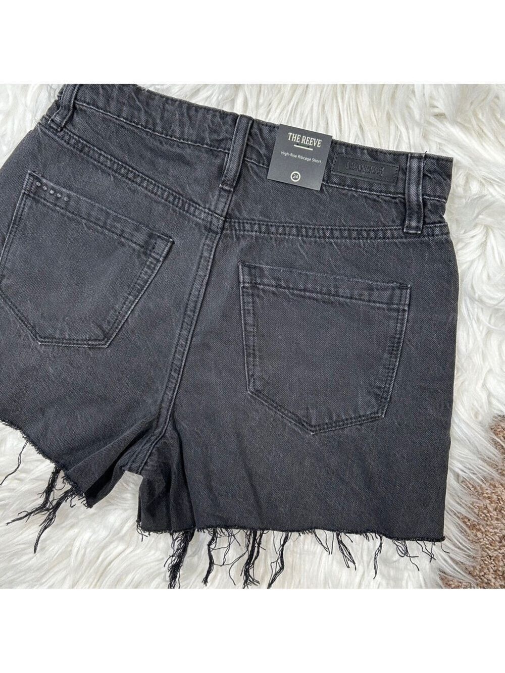 Blank NYC Reeve High Rise Distressed Black Denim Shorts Size 24 - Picture 5 of 7